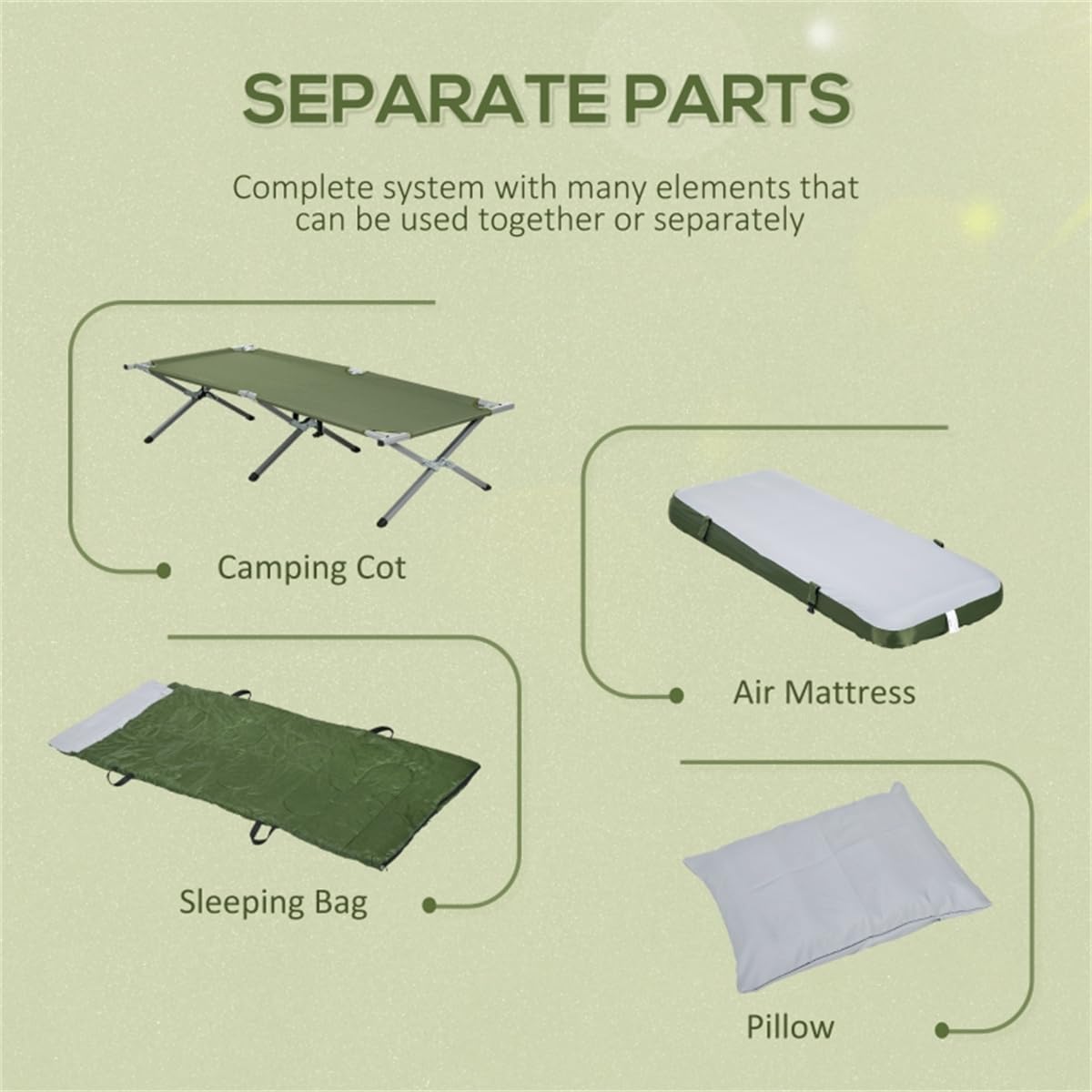 Elevated Folding Camping Cot with Sleeping Bag A3872