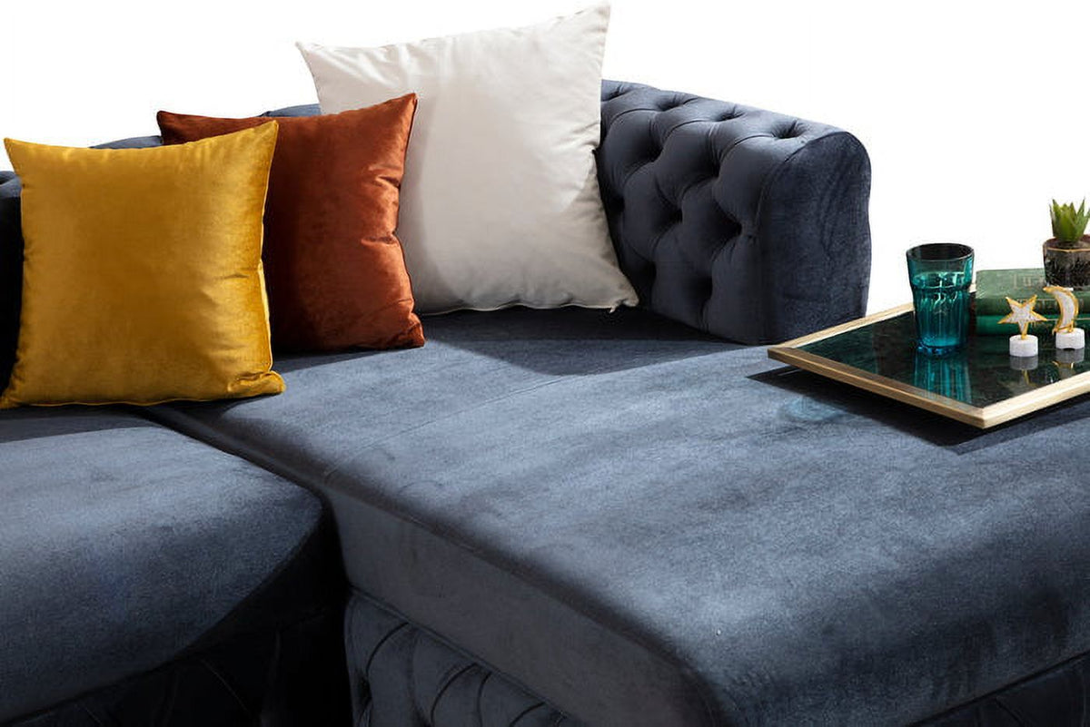 Charcoal Velvet U Shaped Double Chaise Sectional M21785