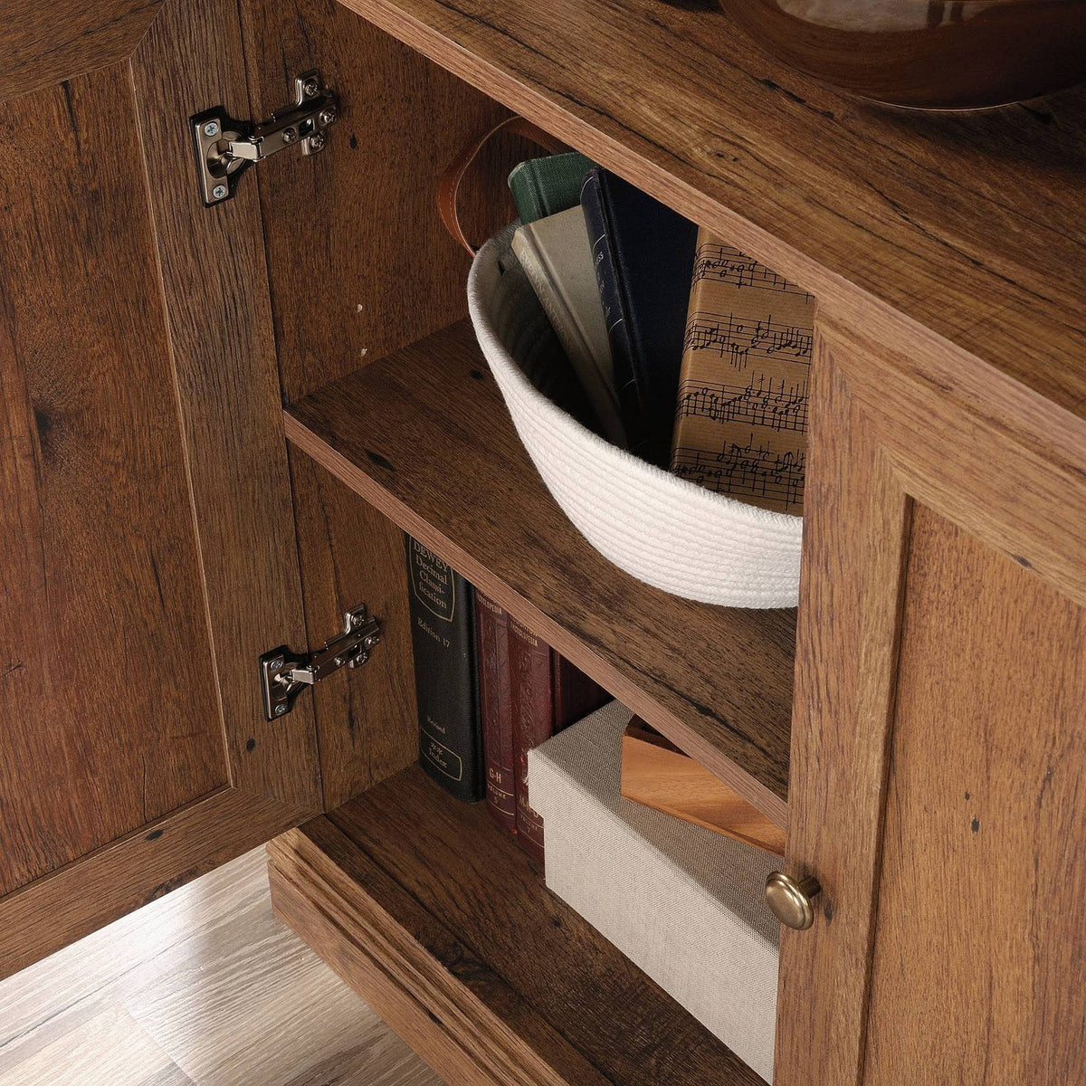 5-Shelf Bookcase with Doors in Vintage Oak E14240