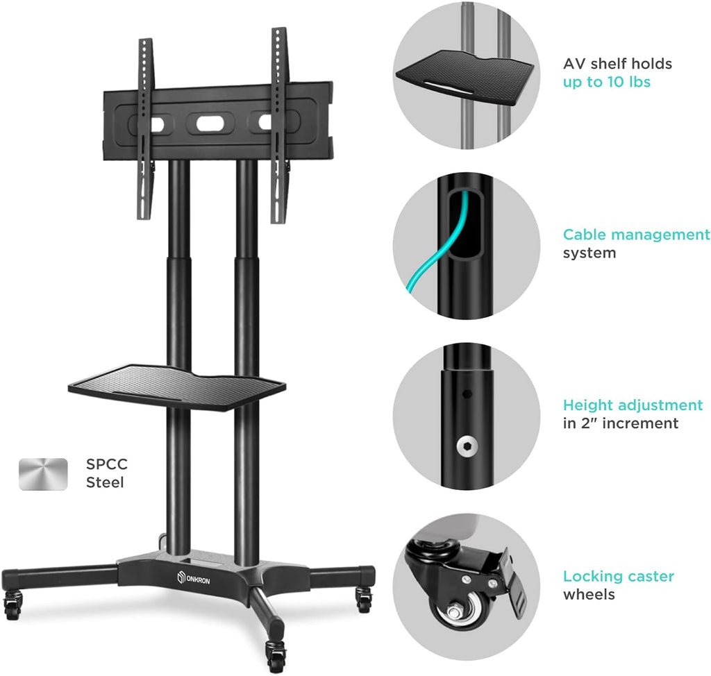 Mobile TV Stand for 40 to 65 Inch TV with Wheels Shelves N944966