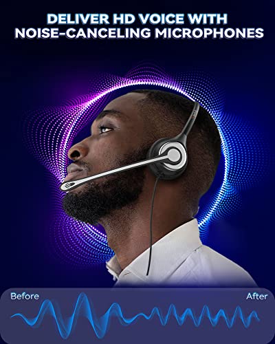 Corded Telephone Headset with Noise Canceling Mic and Quick Disconnect I6706
