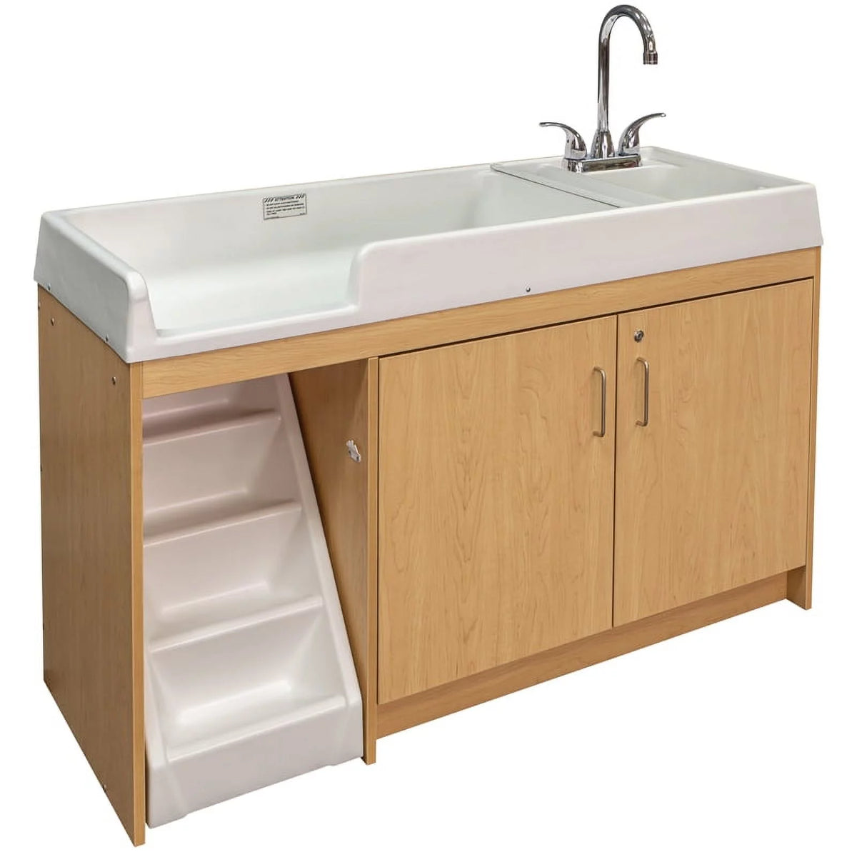 Maple Wood Toddler Changing Table with Sink and Steps J882