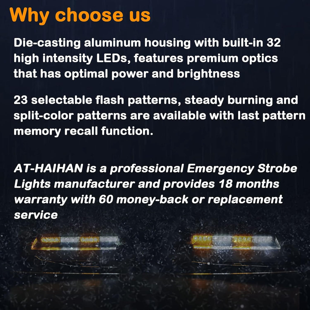 Amber White LED Emergency Dash Light Bars Q78744
