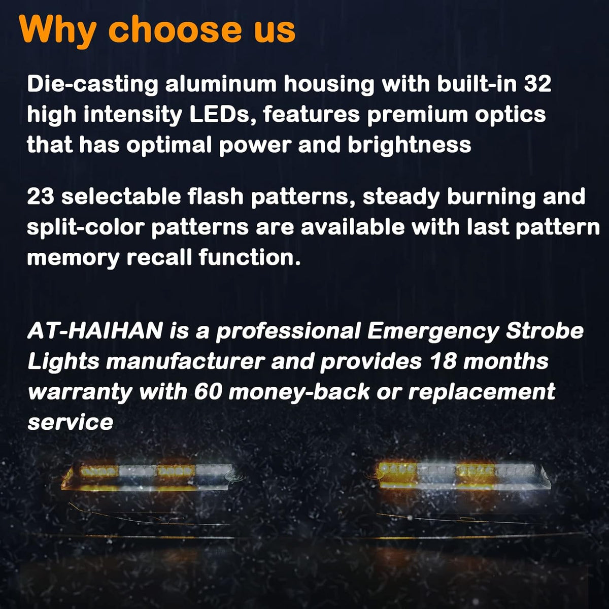 Amber White LED Emergency Dash Light Bars Q78744