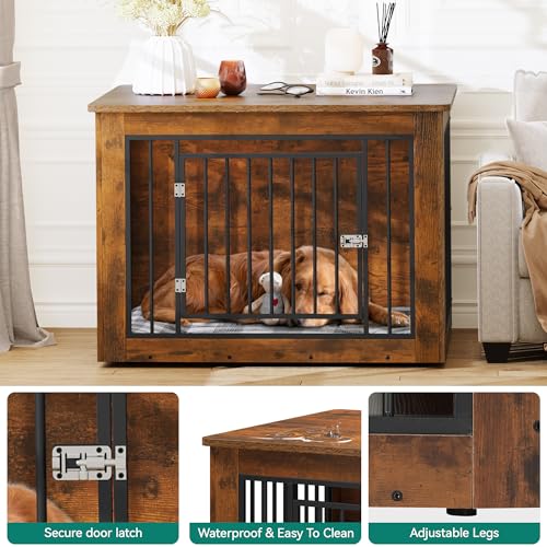 38"L Rustic Brown Dog Crate Furniture D705171
