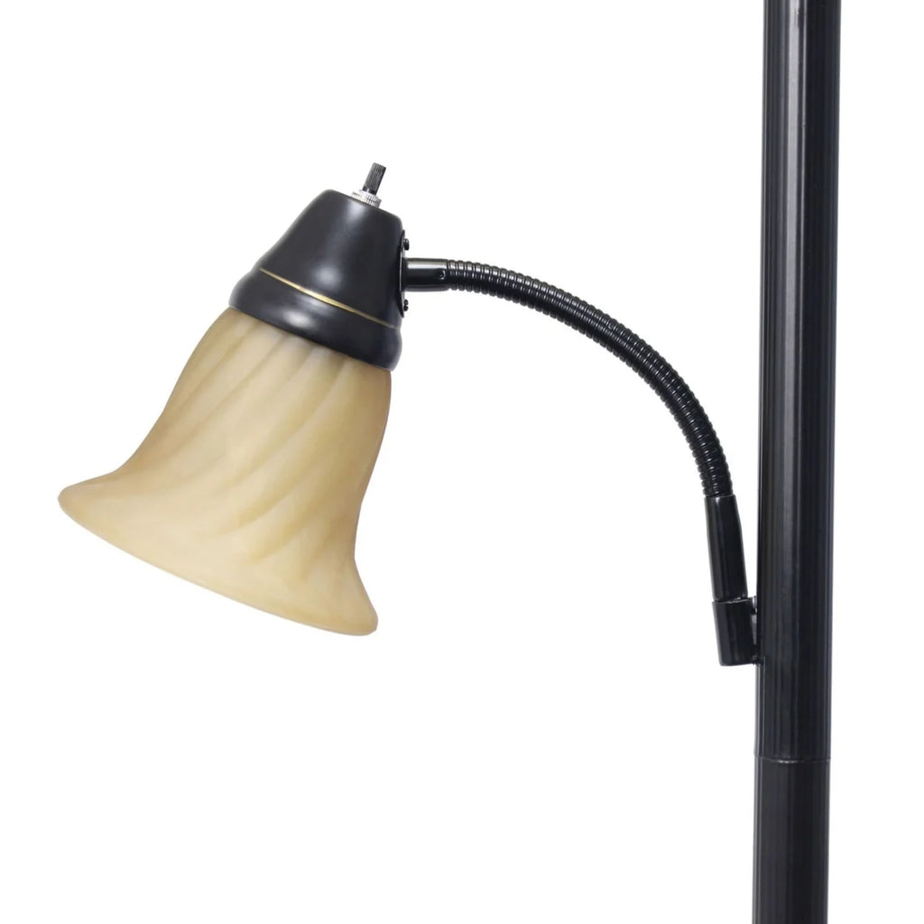 3 Light Floor Lamp with White Scalloped Glass Shades, Restoration Bronze W313