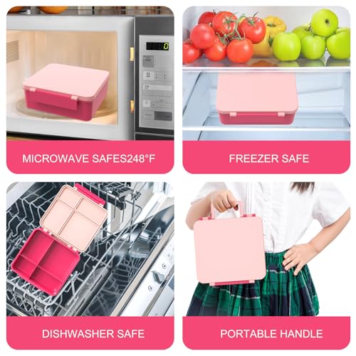 Pink Bento Lunch Box with 8oz Soup Thermo and 4 Compartment Z1541