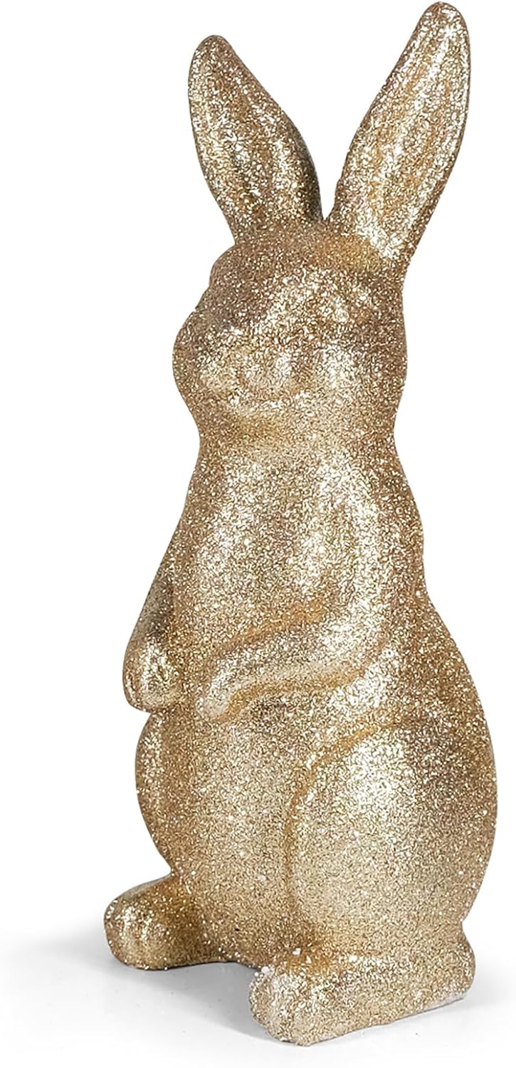 Golden Polyresin Bunny Easter Decor Statue R4955