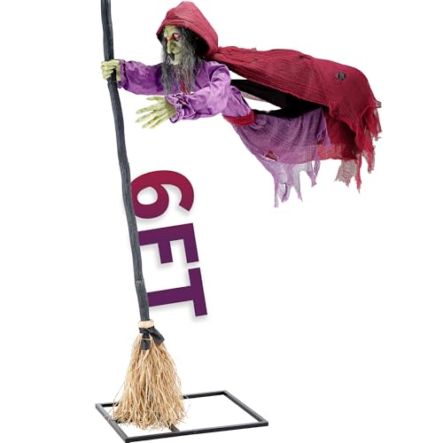 6ft Animated Flying Witch with Sound Activated Z42477