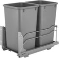 Double 27-Quart Pull Out Kitchen Waste Container with Soft-Close Slides, Gray L9518