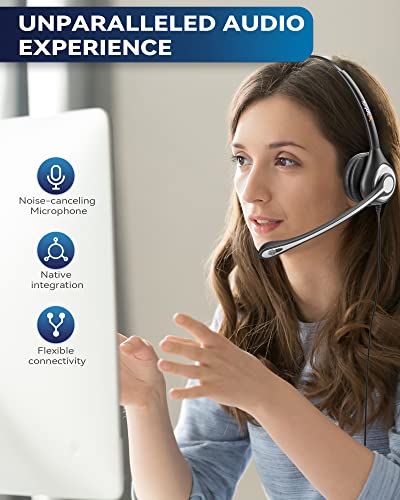 Corded Telephone Headset with Noise Canceling Mic and Quick Disconnect I6706