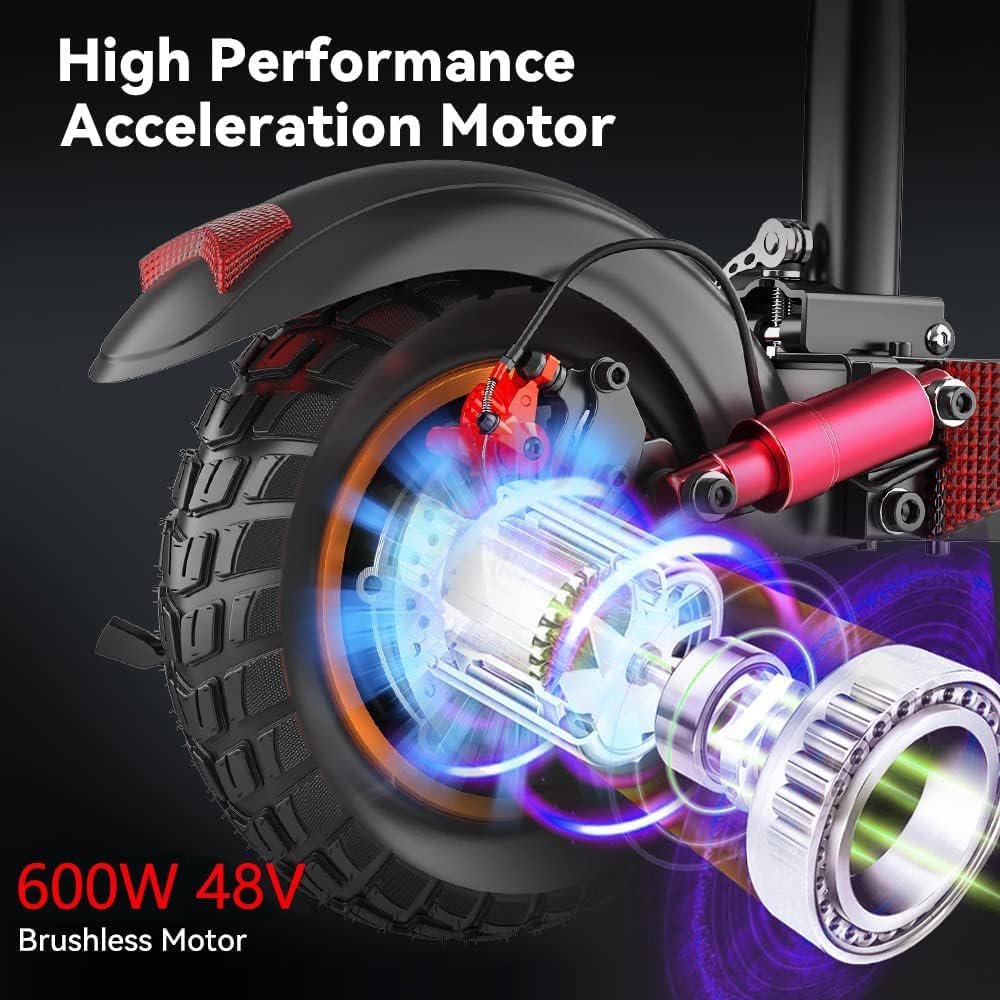 Electric Scooter with Seat, 10 inch Air Tire, 600W Motor, 31 Miles Max Range, 28 Mph Top Speed K3358
