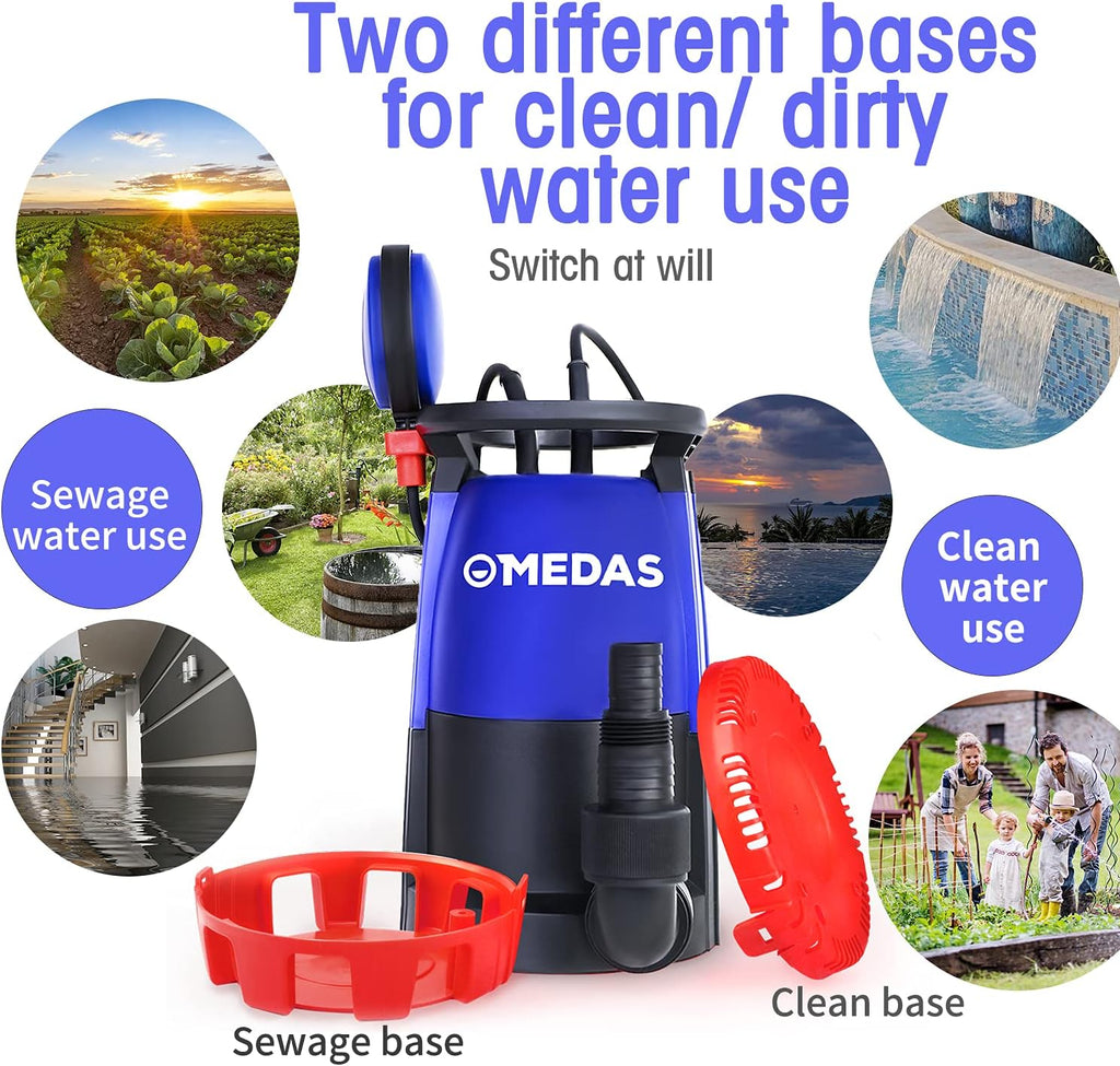 3 in 1 Submersible Pump 1/2HP 400W 2905GPH with Float Switch L80144
