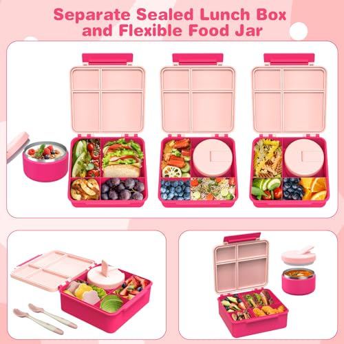 Pink Bento Lunch Box with 8oz Soup Thermo and 4 Compartment Z1541