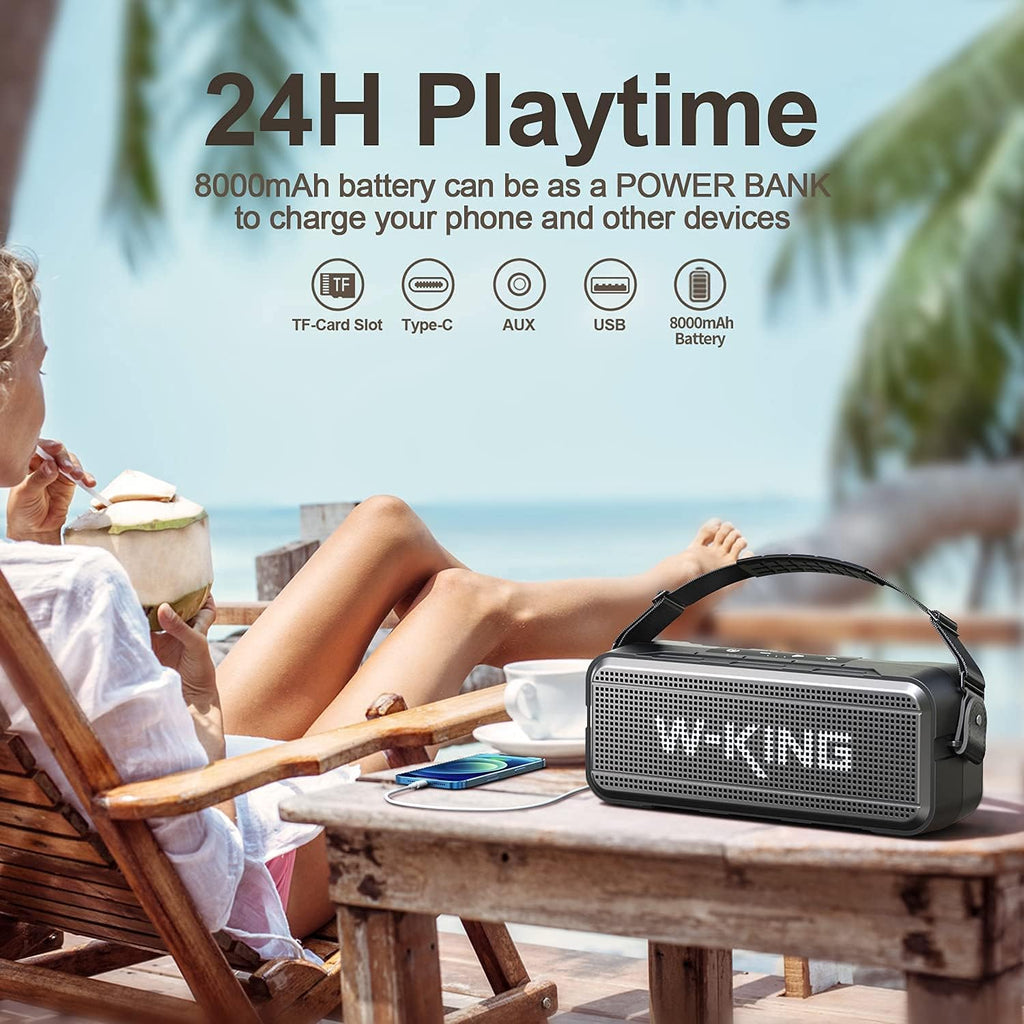 60W IPX6 Waterproof Portable Bluetooth Speaker with 8000mAh Power Bank K4509