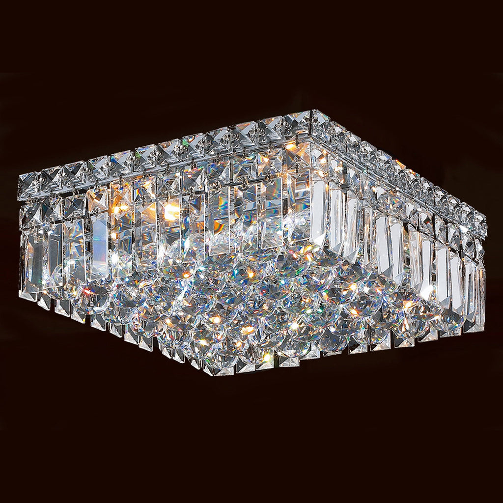 4 Light Chrome and Clear Crystal Flush Mount Ceiling Light T568
