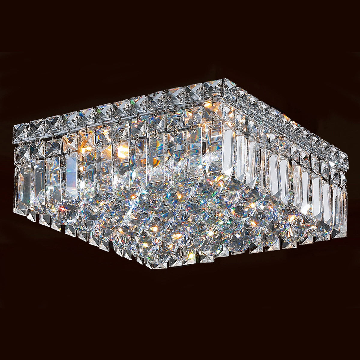 4 Light Chrome and Clear Crystal Flush Mount Ceiling Light T568
