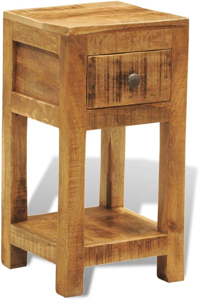 Solid Mango Wood 1 Drawer Side Table F51240