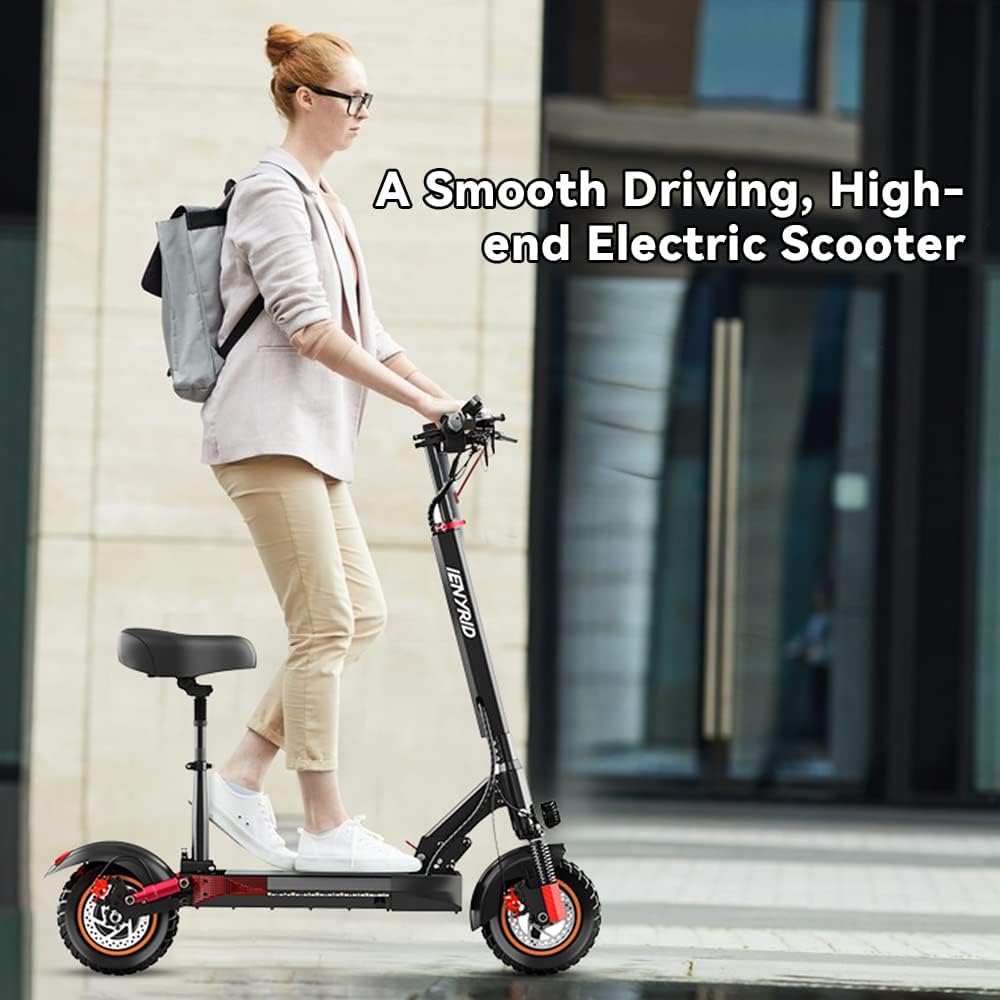 Electric Scooter with Seat, 10 inch Air Tire, 600W Motor, 31 Miles Max Range, 28 Mph Top Speed K3358