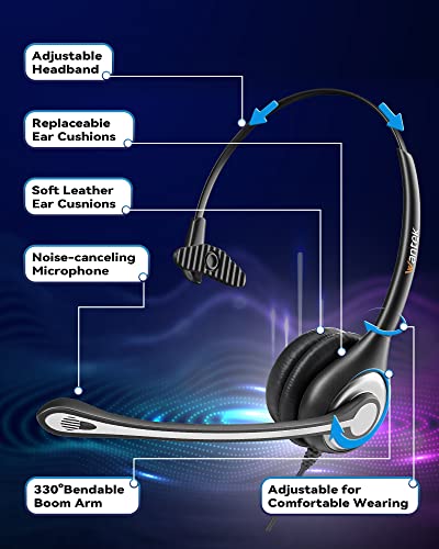 Corded Telephone Headset with Noise Canceling Mic and Quick Disconnect I6706