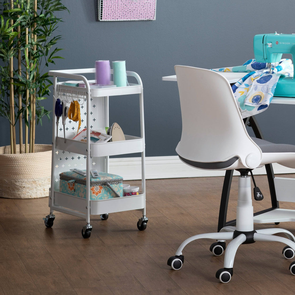 3-Tier Metal Utility Cart - White R3129