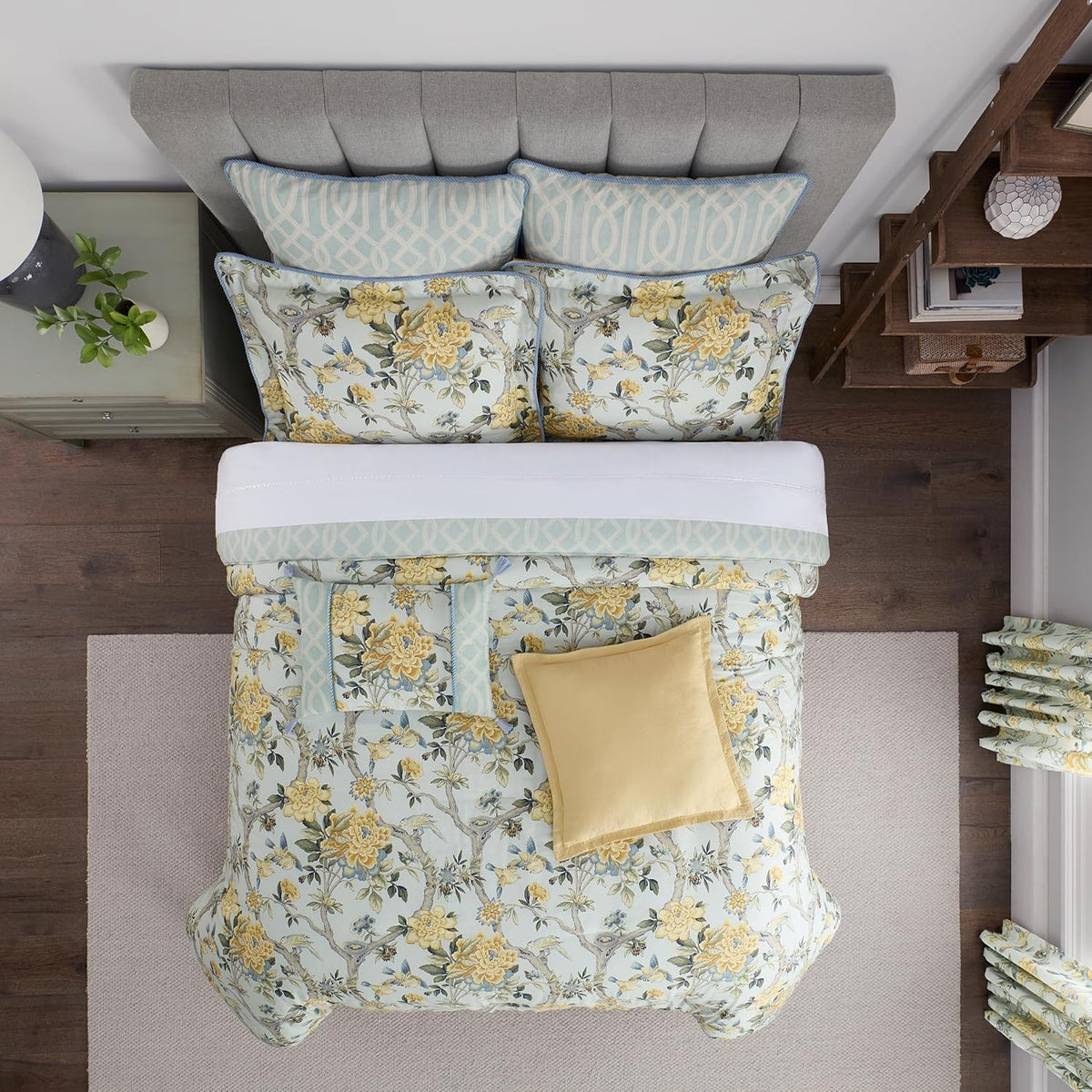 4 Piece Cotton Queen Comforter Set Blue K89983