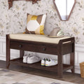 Espresso Shoe Rack with Cushioned Seat and Drawers D933