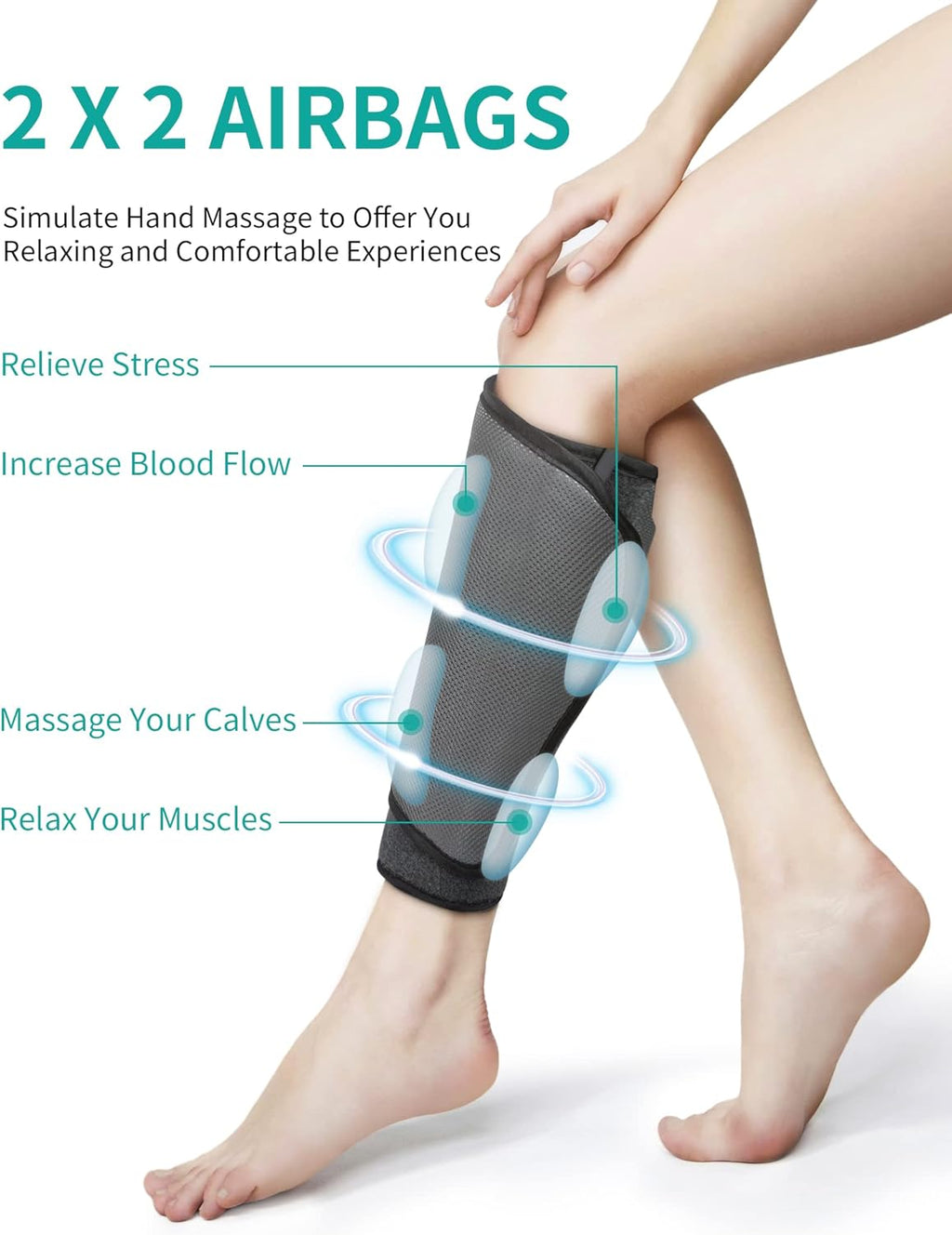 Air Compression Leg Massager with Handheld Controller, 2 Modes 3 Intensity Levels C7145