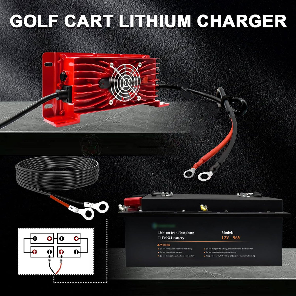 1200W 48V 15 Amp Lithium Golf Cart Battery Charger W78026