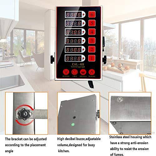6 Channels Adjustable Loud Alarm Stainless Steel Cooking Timer Z8157