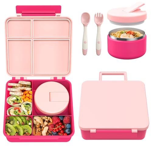 Pink Bento Lunch Box with 8oz Soup Thermo and 4 Compartment Z1541