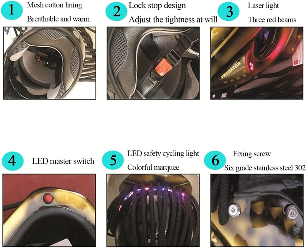 Motorcycle Full Face Helmet Carbon Fiber with LED Light DOT Approved E80767