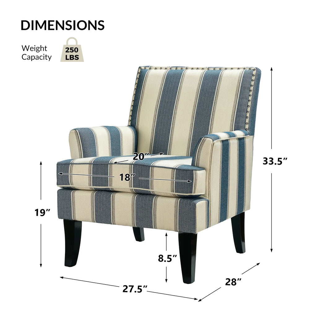 Navy Upholstered Accent Chair with Wood Legs T914149