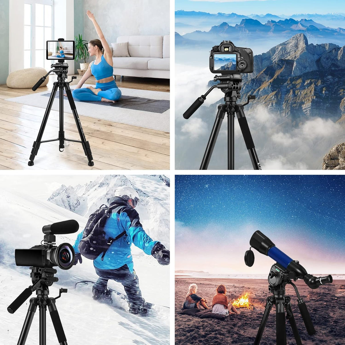 73 inch Tripod with Fluid Head, 2 Quick Release Mounts, Tablet & Phone Mount, Pack of 2 Y884039