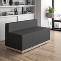 Black LeatherSoft Loveseat with Brushed Stainless Steel Base A359