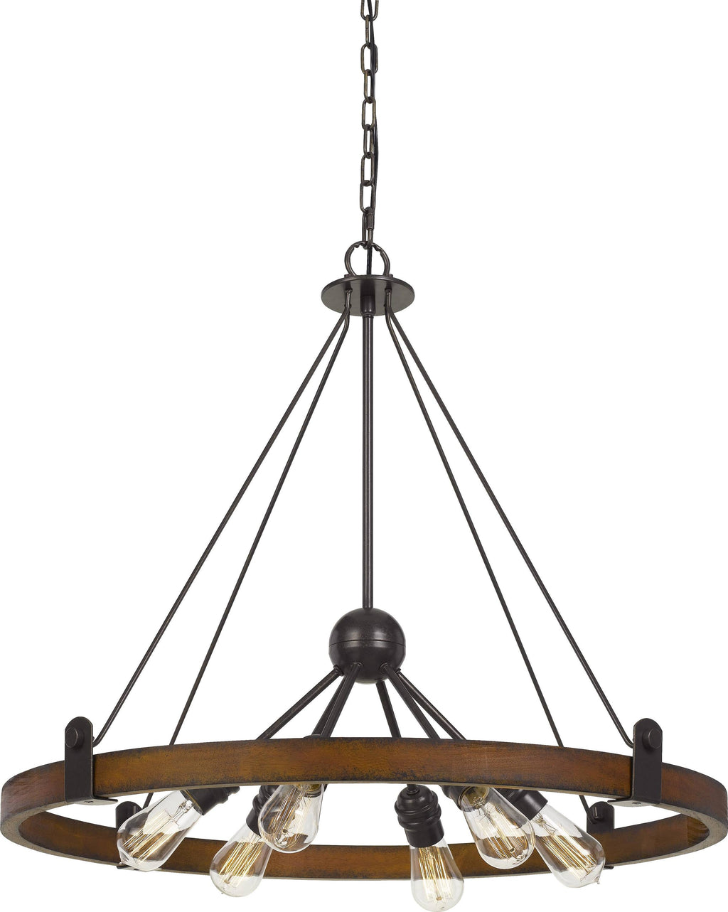 6 Light Ring Chandelier Oak / Iron R220