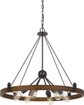 6 Light Ring Chandelier Oak / Iron R220