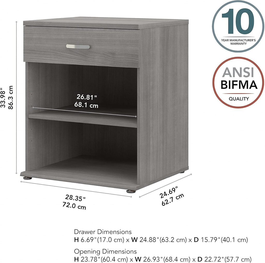 Platinum Gray Floor Storage Cabinet with Drawer and Shelves C32669