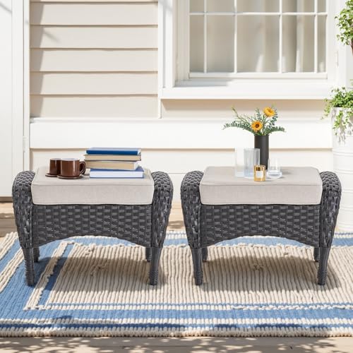 Brown Wicker High Back Patio Club Chair Set of 2 with Removable Cushions R52665