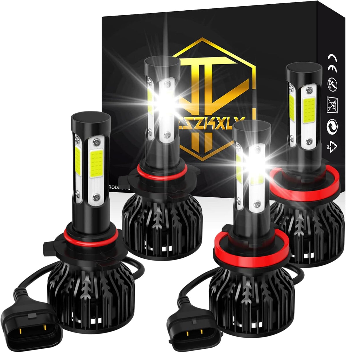 9005 9006 LED Headlight Bulb Kit, 6000K Cool White, 4-Pack N396918