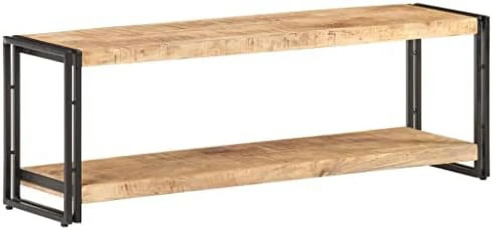 Rough Mango Wood TV Stand with Black Iron Frame N39505