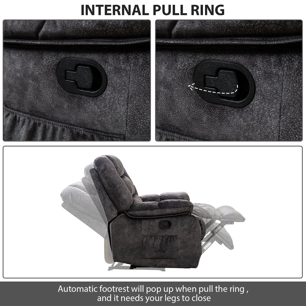 Gray Fabric Manual Recliner with Massage and Heat W272763