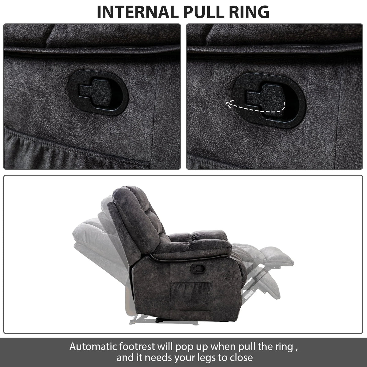 Gray Fabric Manual Recliner with Massage and Heat W272763