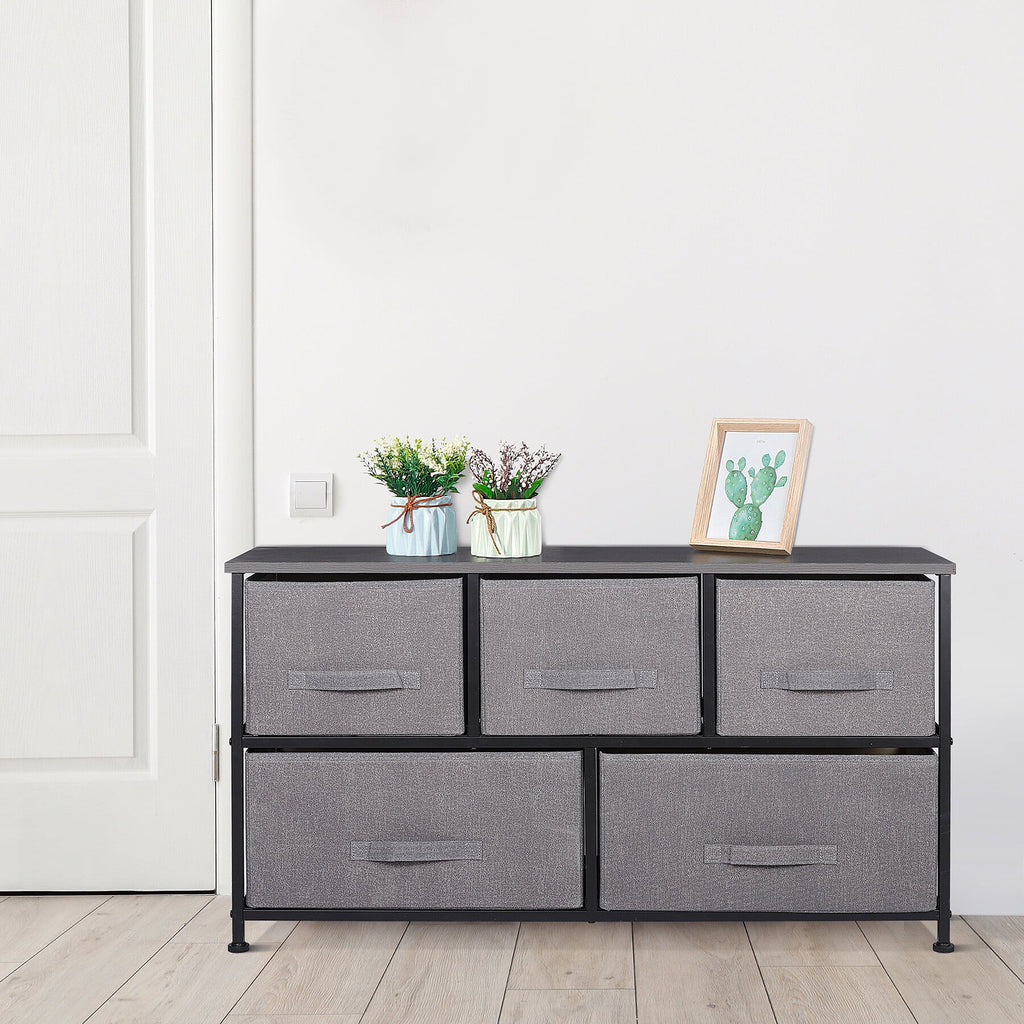 5 Drawers Fabric Dresser Storage Tower C136237
