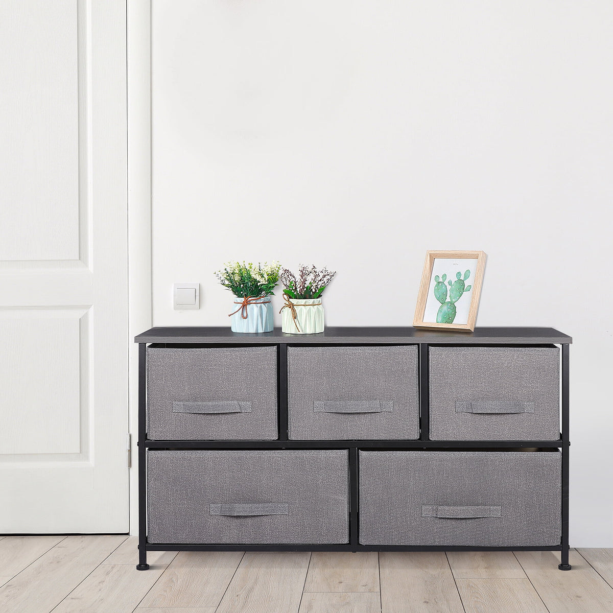 5 Drawers Fabric Dresser Storage Tower C136237