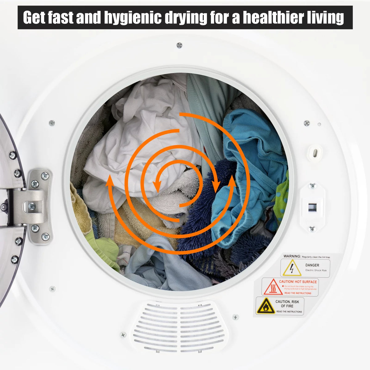 Compact Portable 1.6cuft Clothes Dryer Stainless Steel Drum Black and White V333