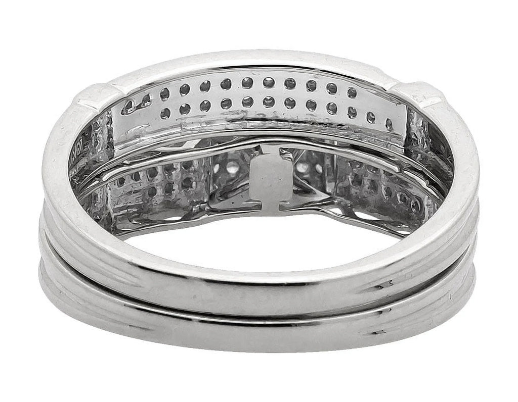 10K White Gold Diamond Trio Engagement Ring 0.50 Ct S96015