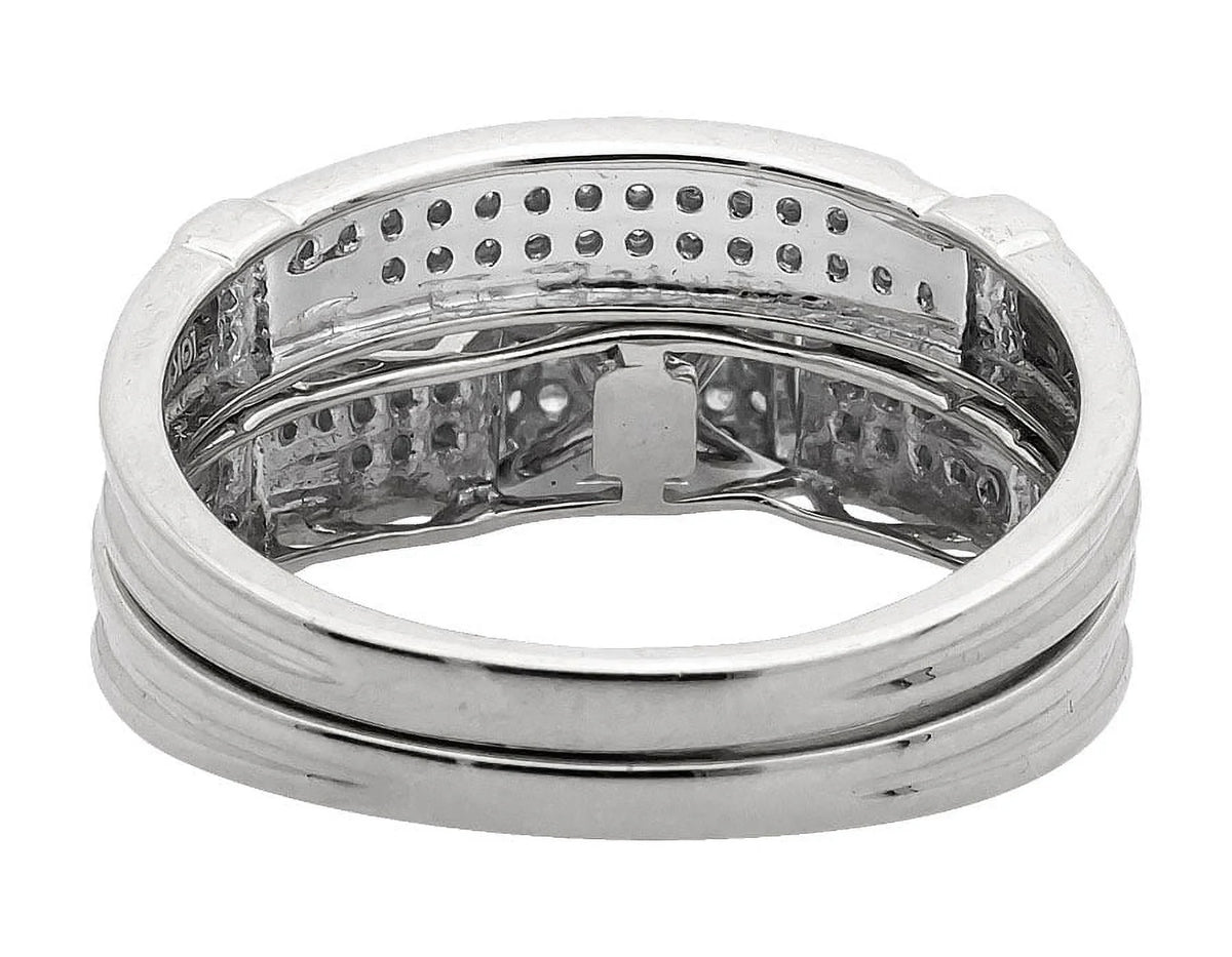 10K White Gold Diamond Trio Engagement Ring 0.50 Ct S96015