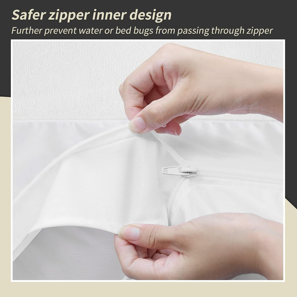Queen 6 Sides Waterproof Cotton Terry Mattress Encasement with Zipper I15478