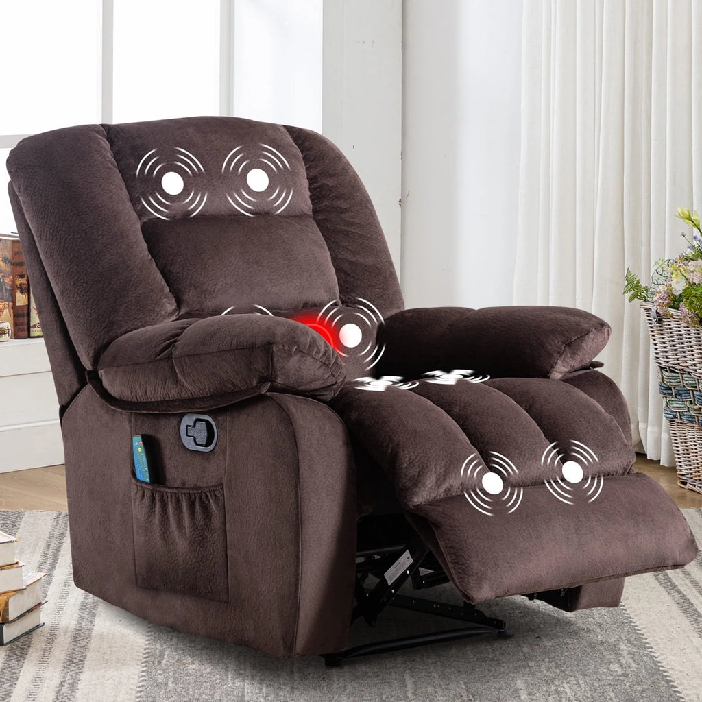 Gray Fabric Manual Recliner with Massage and Heat W272763